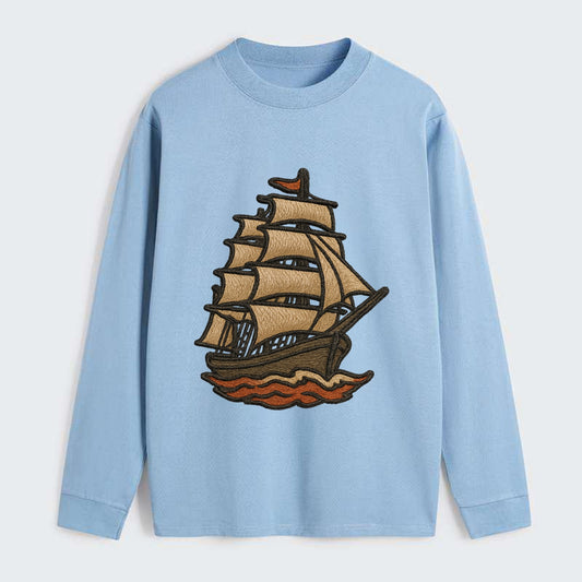 Sailing Ship  - Classic Long Sleeve Shirt - Light Blue