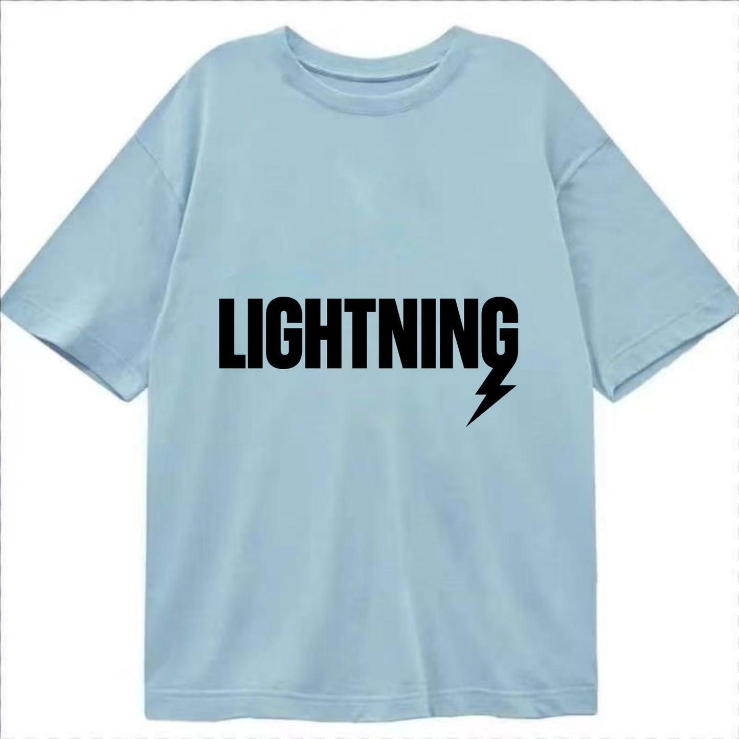 Bold typography design - "LIGHTNING" - fast, electric, striking - Classic T-shirt - Light Blue