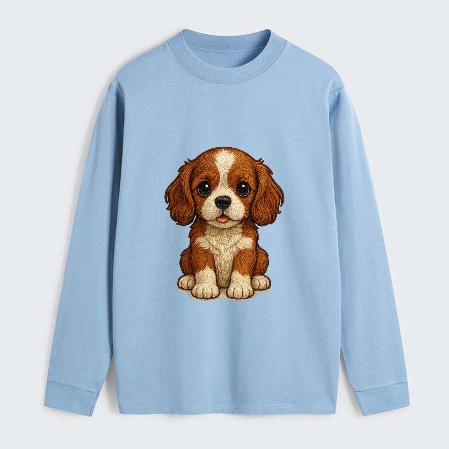 Baby Cavalier King Charles Spaniel Puppy - silky ears, gentle eyes, - Classic Long Sleeve Shirt - Light Blue