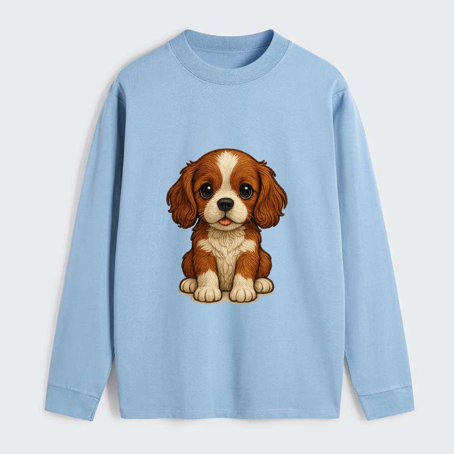 Baby Cavalier King Charles Spaniel Puppy - silky ears, gentle eyes, - Classic Long Sleeve Shirt - Light Blue