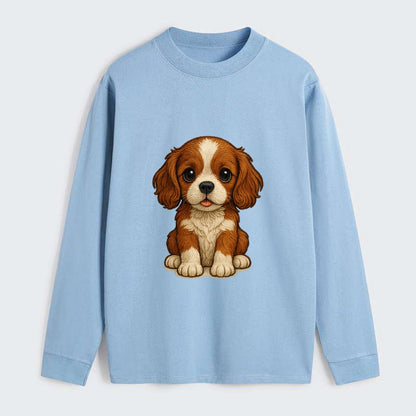 Baby Cavalier King Charles Spaniel Puppy - silky ears, gentle eyes, - Classic Long Sleeve Shirt - Light Blue