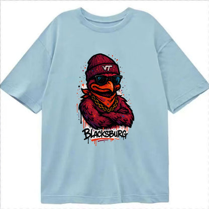 Blacksburg HokieBird wearing Virginia Tech beanie with VT patch - Classic T-shirt - Light Blue