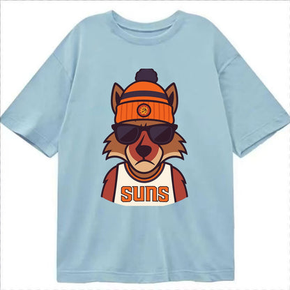 Arizona Coyote wearing Suns beanie with desert sun patch and wayfarer sunglasses - Classic T-shirt - Light Blue