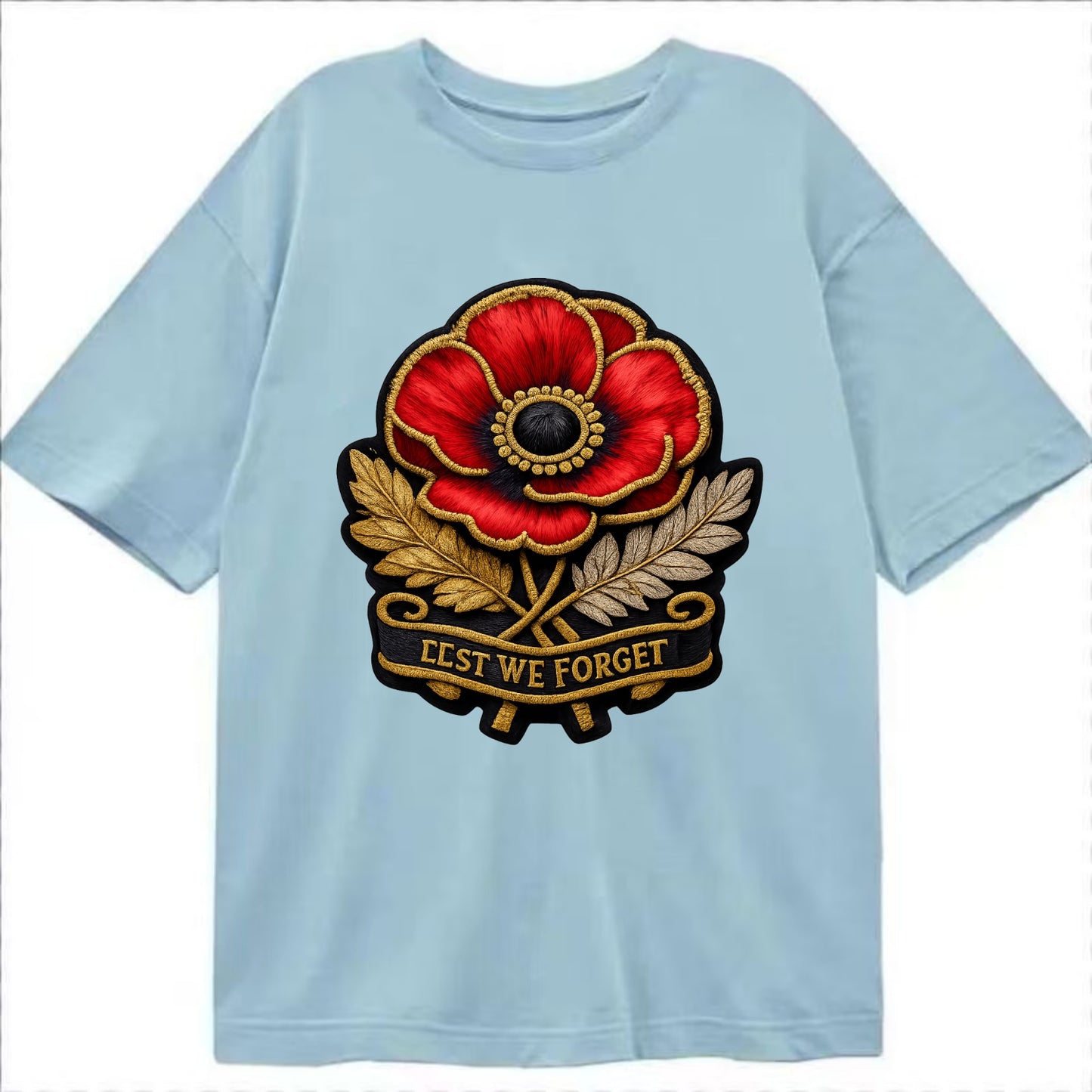 MEMORIAL POPPY - red poppy flower in scarlet , remembrance - Classic T-shirt - Light Blue