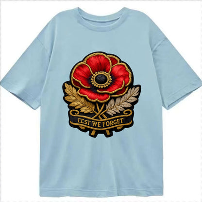 MEMORIAL POPPY - red poppy flower in scarlet , remembrance - Classic T-shirt - Light Blue