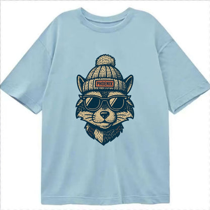 Arizona Ringtail wearing Phoenix beanie with pom pom and wayfarer sunglasses - Classic T-shirt - Light Blue