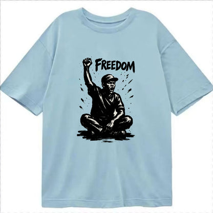 Sit-in protest figure - civil disobedience ink art - Classic T-shirt - Light Blue
