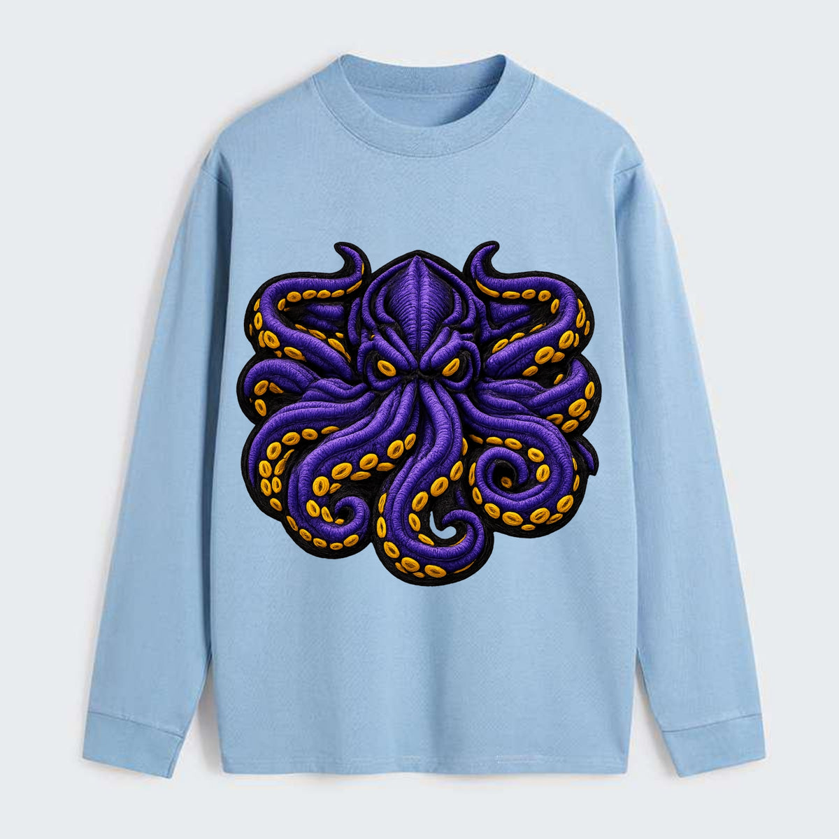 KRAKEN TENTACLES - sea monster in purple and black , deep sea - Classic Long Sleeve Shirt - Light Blue