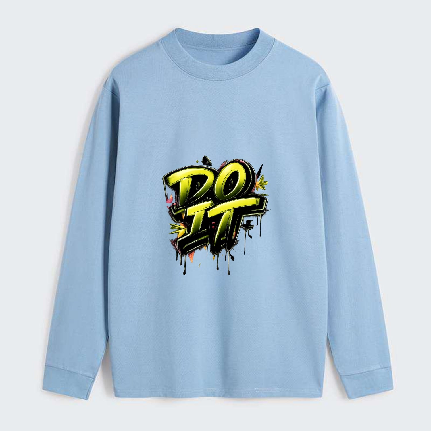 Bold typography design - "DO IT" - just do it, stop waiting - Classic Long Sleeve Shirt - Light Blue