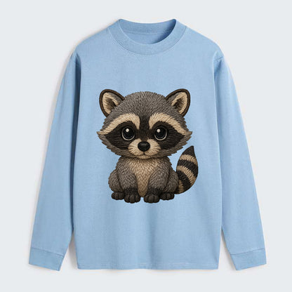Baby Raccoon - gray fur, black mask, ringed tail, bright curious eyes, - Classic Long Sleeve Shirt - Light Blue