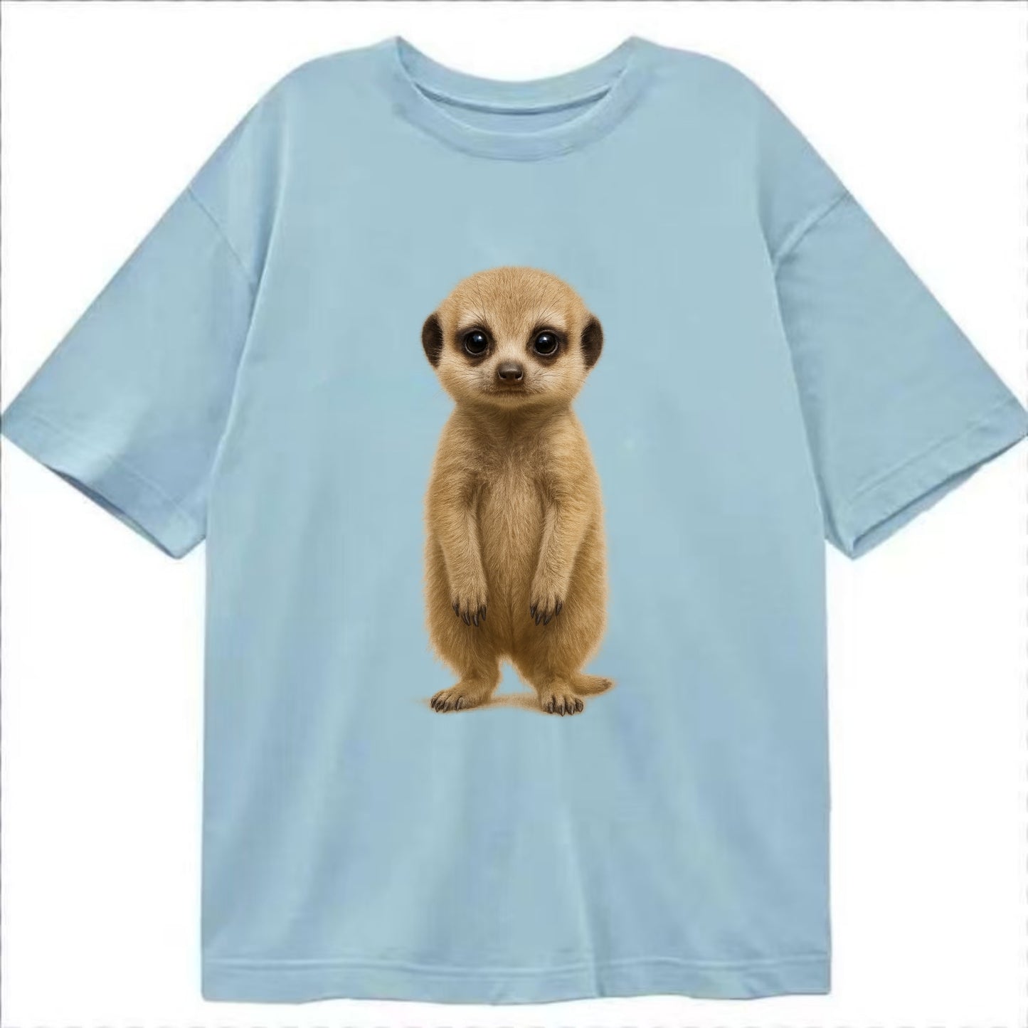 Baby Meerkat - tan fur, dark eye patches, alert stance, bright eyes, - Classic T-shirt - Light Blue