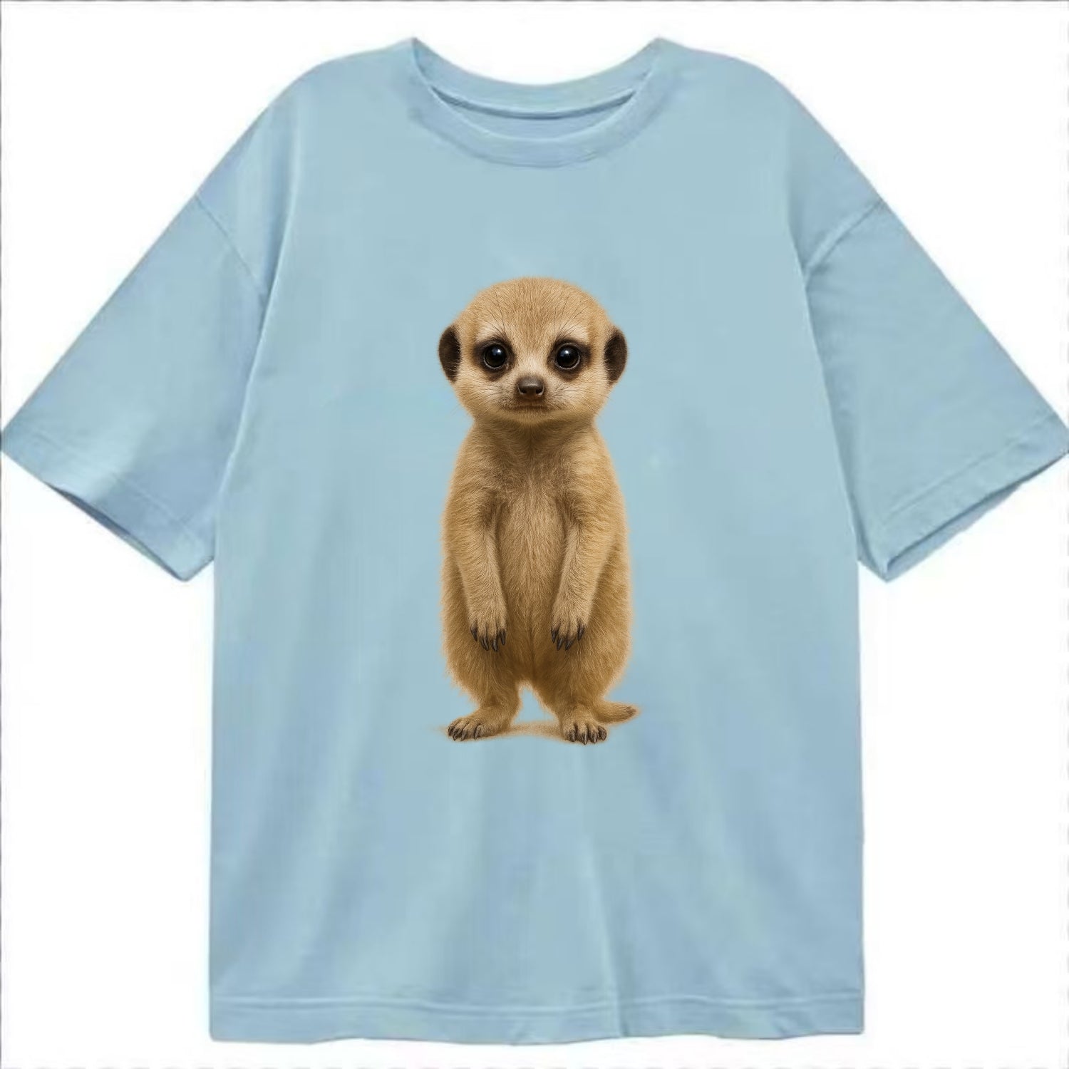Baby Meerkat - tan fur, dark eye patches, alert stance, bright eyes, - Classic T-shirt - Light Blue