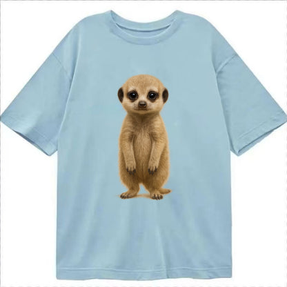 Baby Meerkat - tan fur, dark eye patches, alert stance, bright eyes, - Classic T-shirt - Light Blue