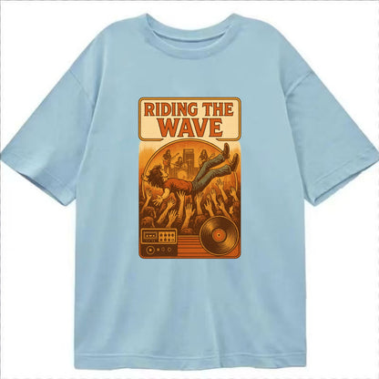 Crowd surfing at packed concert - "Riding the Wave" - concert energy - Classic T-shirt - Light Blue