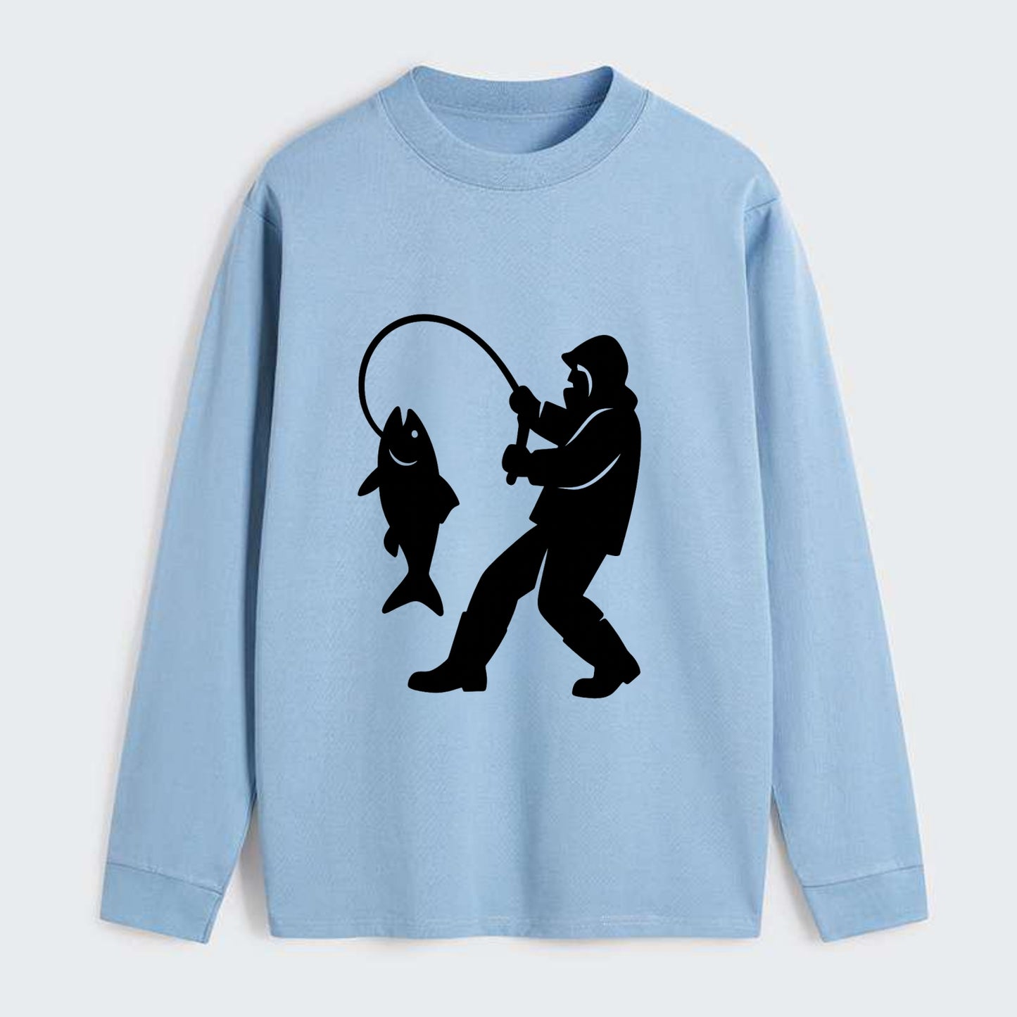 Alaskan fisherman hauling catch - Classic Long Sleeve Shirt - Light Blue