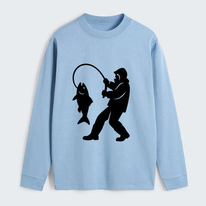 Alaskan fisherman hauling catch - Classic Long Sleeve Shirt - Light Blue