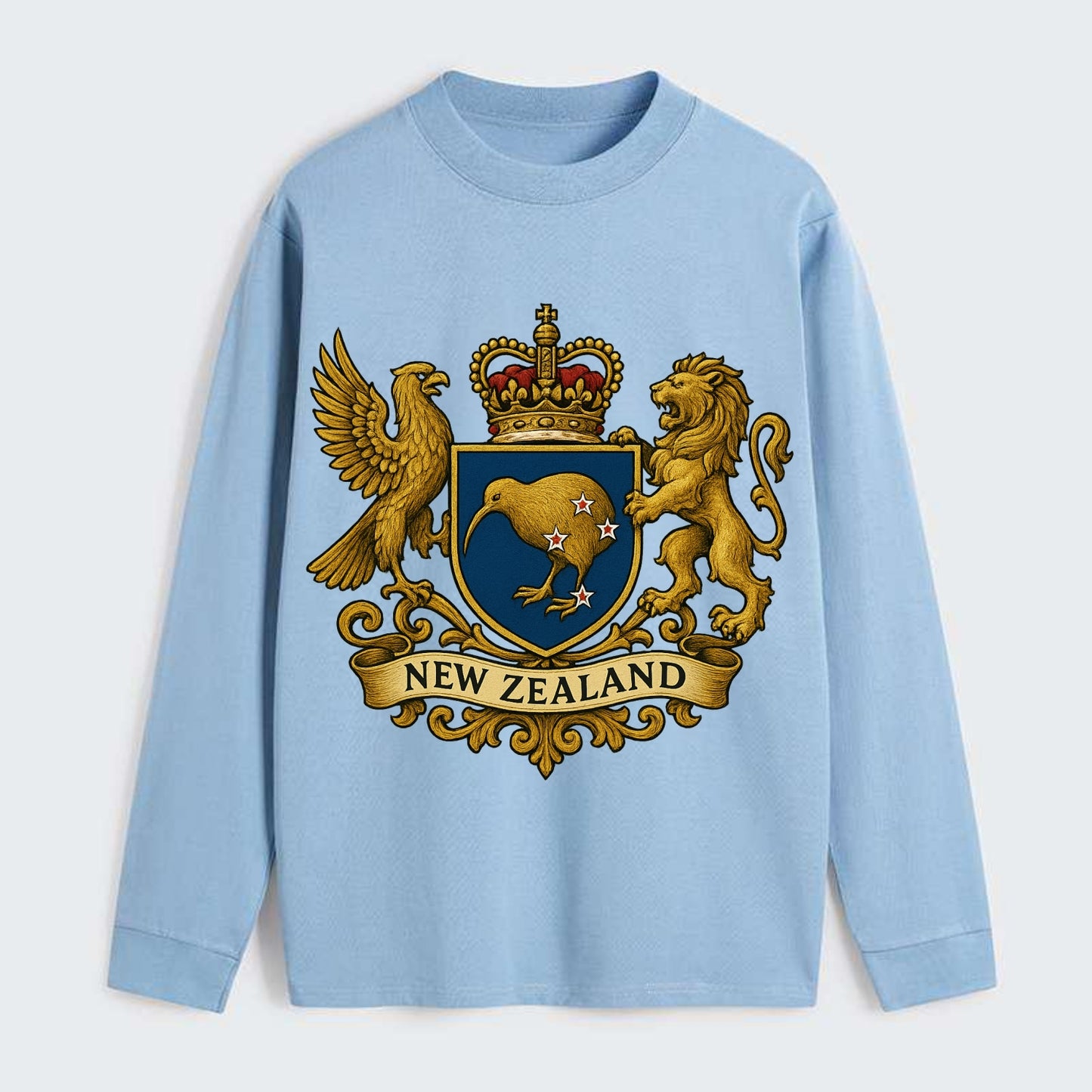 New Zealand Heritage Badge - Classic Long Sleeve Shirt - Light Blue