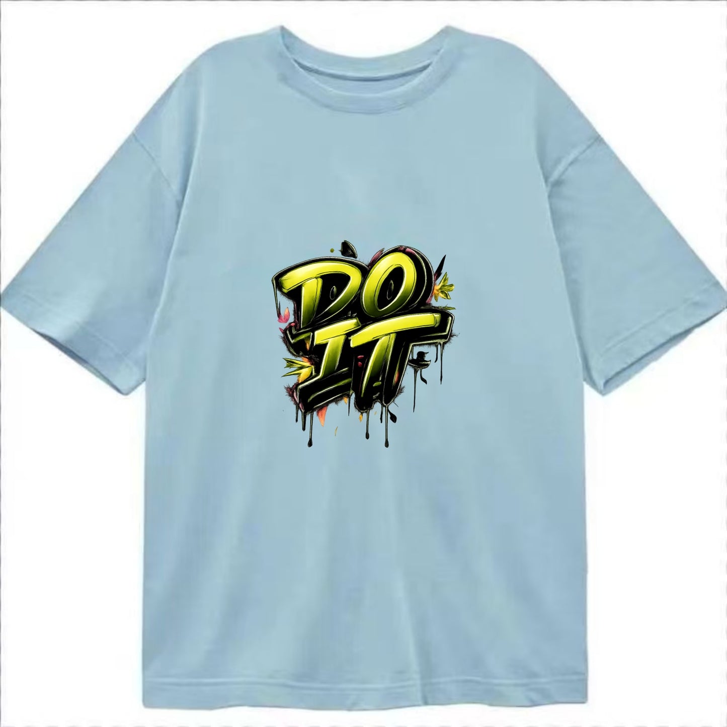 Bold typography design - "DO IT" - just do it, stop waiting - Classic T-shirt - Light Blue