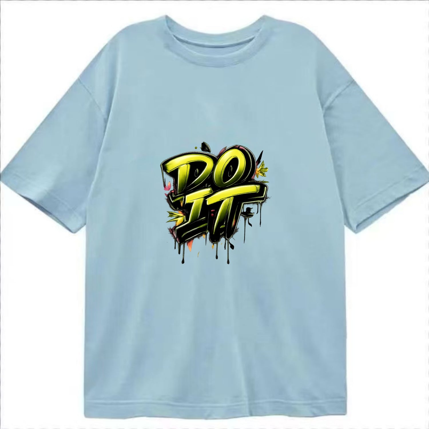 Bold typography design - "DO IT" - just do it, stop waiting - Classic T-shirt - Light Blue