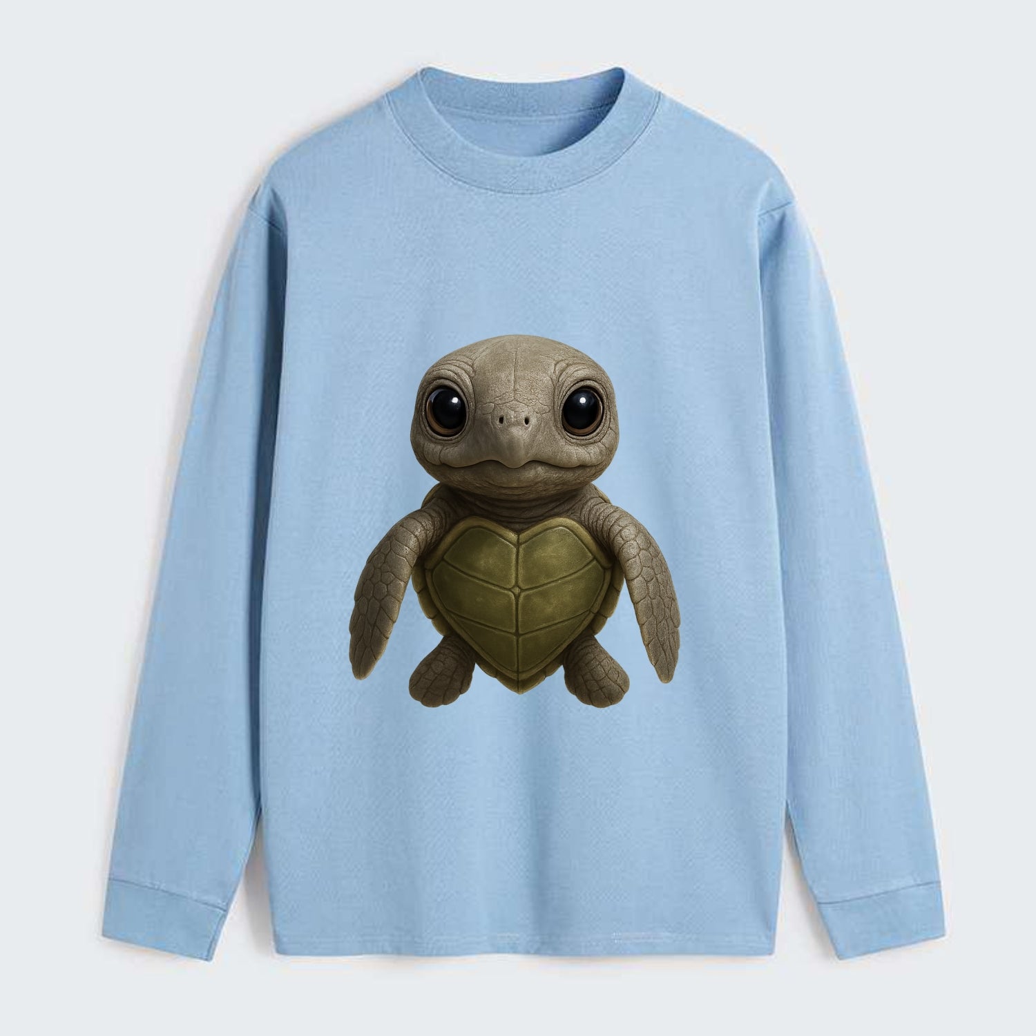 Baby Olive Ridley Turtle - olive green shell, heart-shaped carapace, - Classic Long Sleeve Shirt - Light Blue