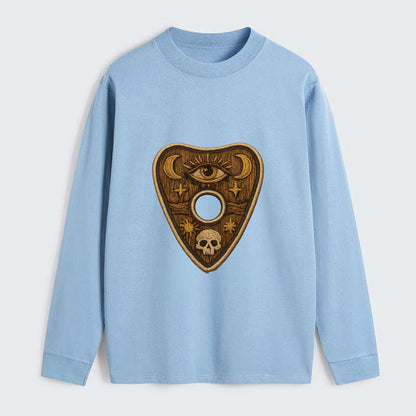 OUIJA PLANCHETTE - spirit board pointer in wood and gold , seance - Classic Long Sleeve Shirt - Light Blue