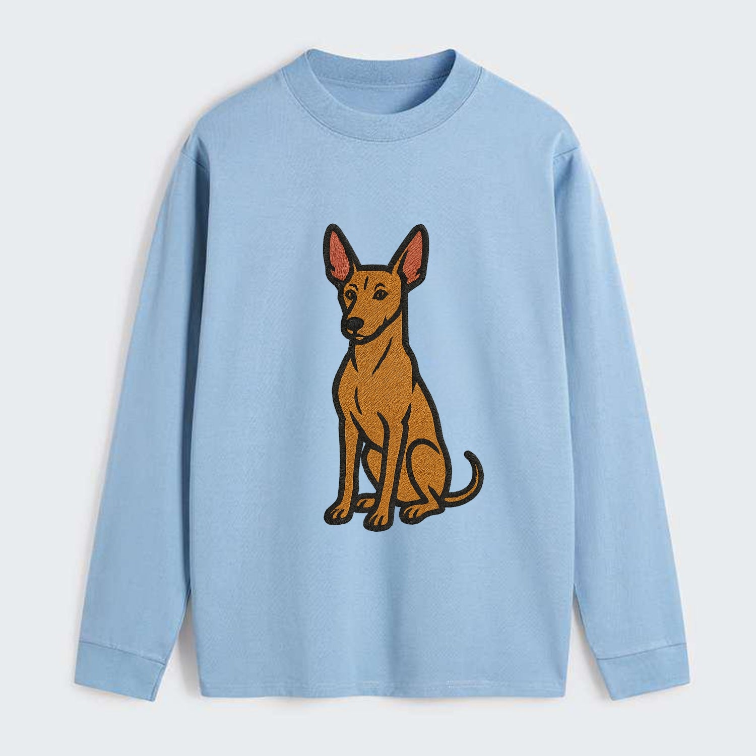 Pharaoh Hound - Tan colored embroidered pose - Classic Long Sleeve Shirt - Light Blue