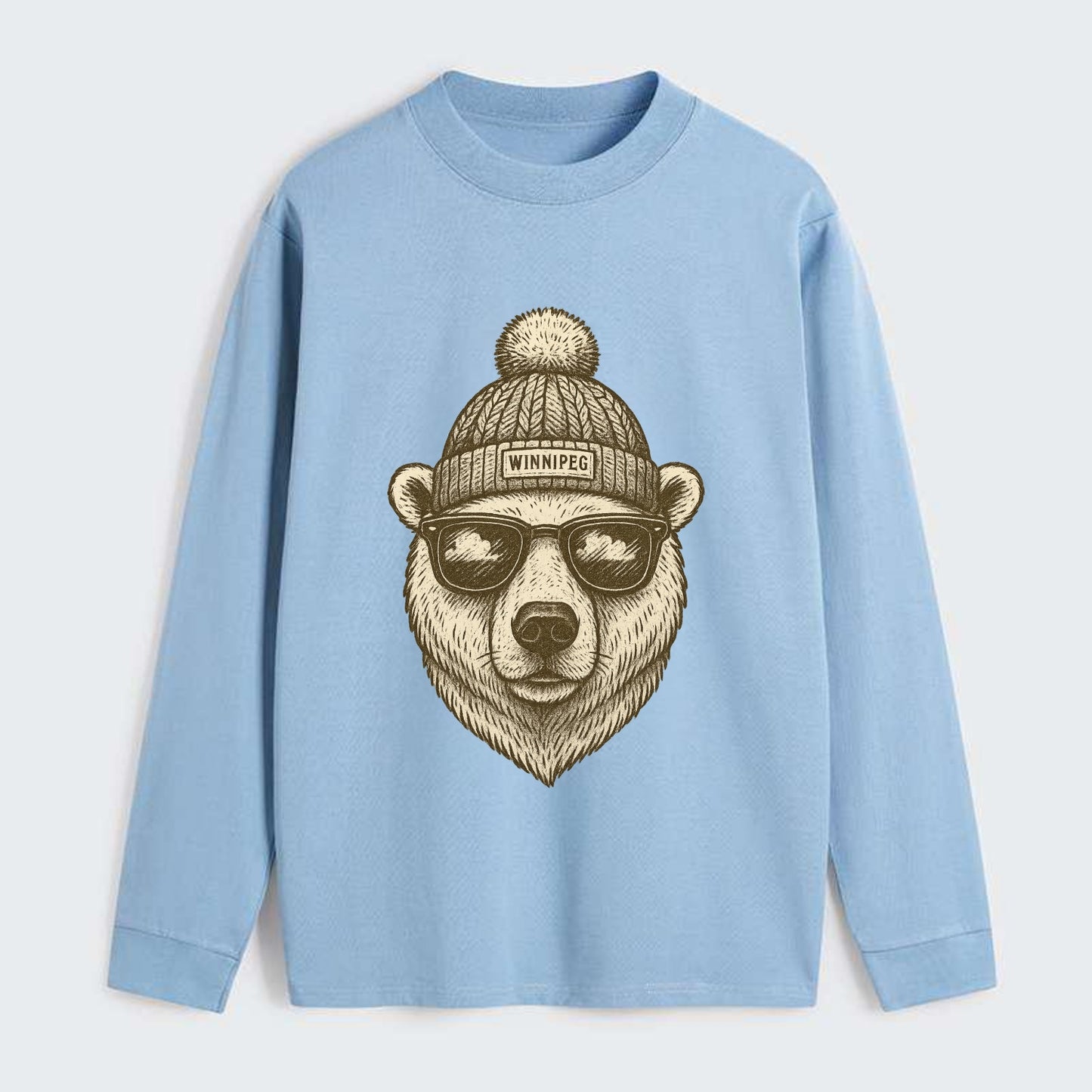 Winnipeg Polar Bear wearing Winnipeg bea - Classic Long Sleeve Shirt - Light Blue