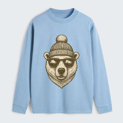 Winnipeg Polar Bear wearing Winnipeg bea - Classic Long Sleeve Shirt - Light Blue
