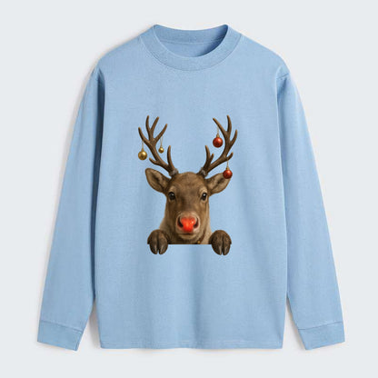 Christmas Reindeer  - Classic Long Sleeve Shirt - Light Blue