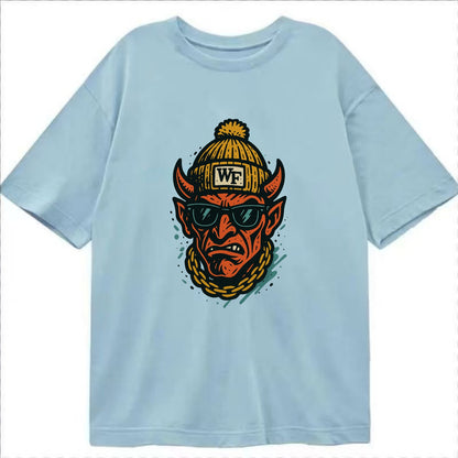 Winston-Salem Demon wearing Wake Forest beanie with WF patch - Classic T-shirt - Light Blue