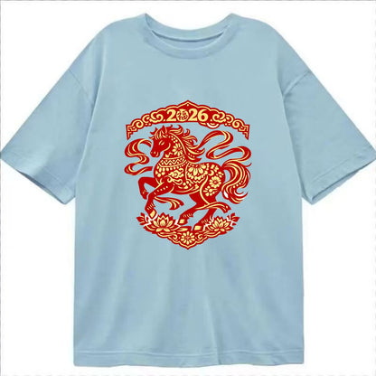 DANCING HORSE | Elegant prancing horse in motion | Graceful curved pose | - Classic T-shirt - Light Blue