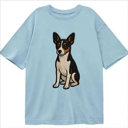 Rat Terrier - Tri-color embroidered pose Classic T-shirt - Light Blue