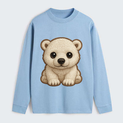 Baby Polar Bear Cub - white fluffy, black nose, dark curious eyes, - Classic Long Sleeve Shirt - Light Blue