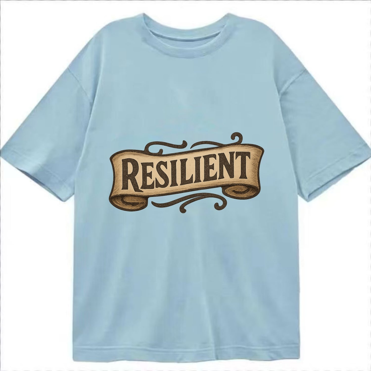 Bold typography design - "RESILIENT" - bouncing back, unbreakable spirit - Classic T-shirt - Light Blue