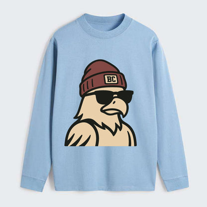 Chestnut Hill Eagle wearing Boston College beanie with BC patch - Classic Long Sleeve Shirt - Light Blue