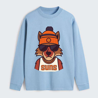 Arizona Coyote wearing Suns beanie with desert sun patch and wayfarer - Classic Long Sleeve Shirt - Light Blue