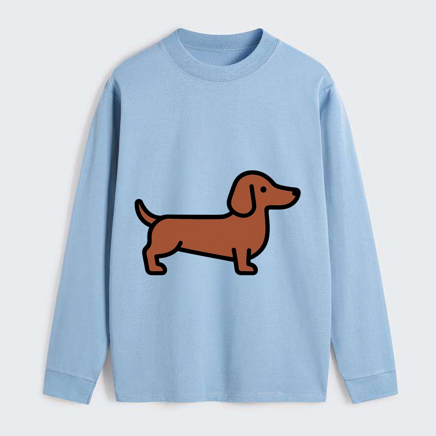 Dachshund - Red/brown smooth flat side profile - Classic Long Sleeve Shirt - Light Blue