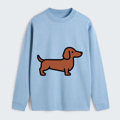 Dachshund - Red/brown smooth flat side profile - Classic Long Sleeve Shirt - Light Blue