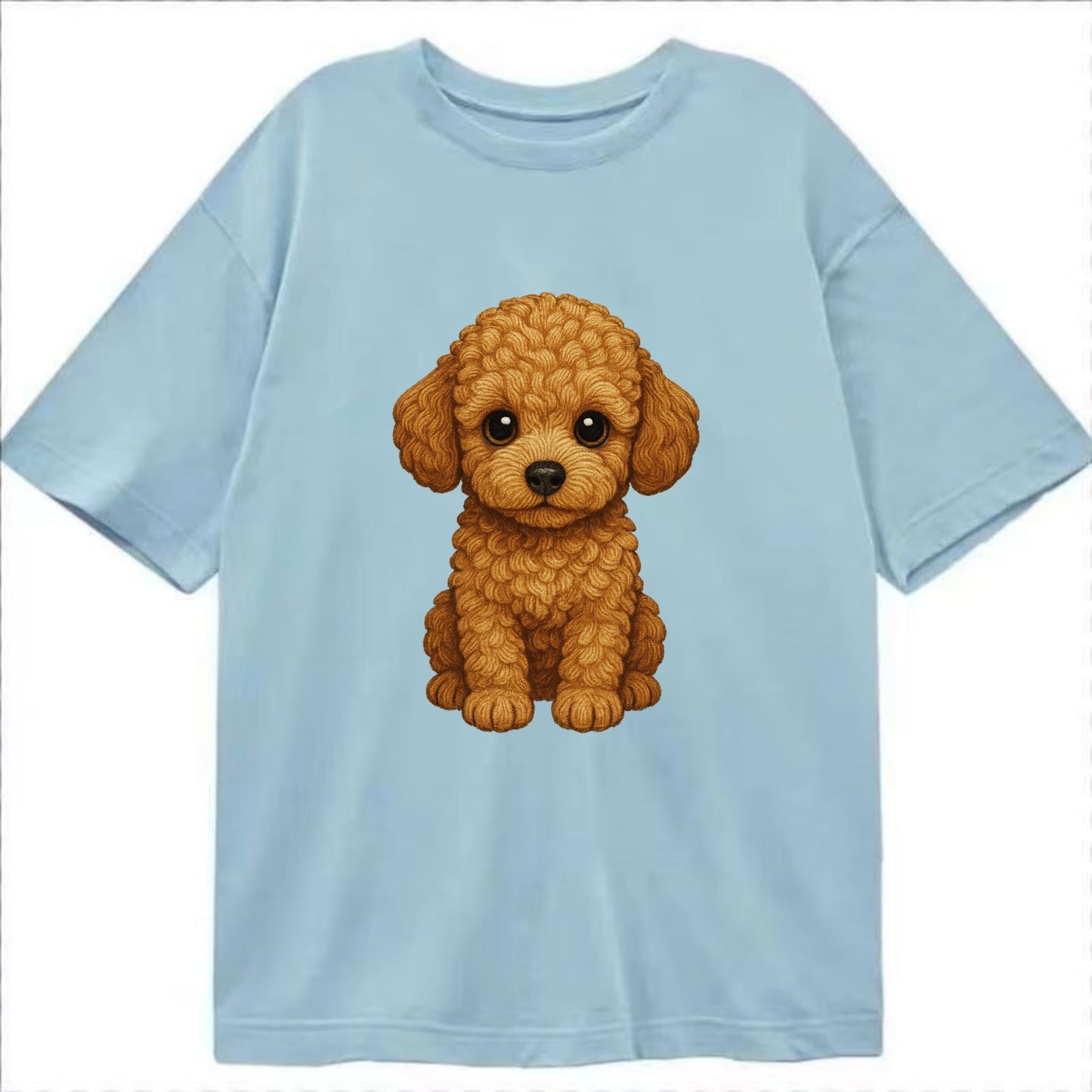Baby Poodle Puppy - curly fluffy coat, intelligent eyes, elegant snout, - Classic T-shirt - Light Blue