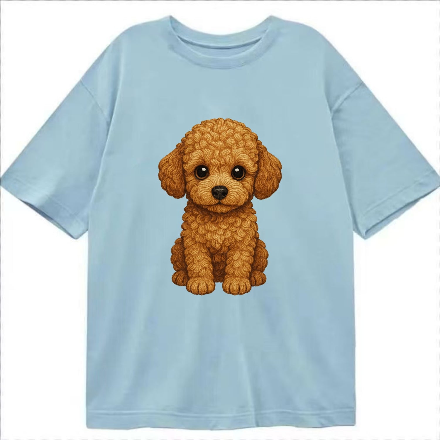 Baby Poodle Puppy - curly fluffy coat, intelligent eyes, elegant snout, - Classic T-shirt - Light Blue