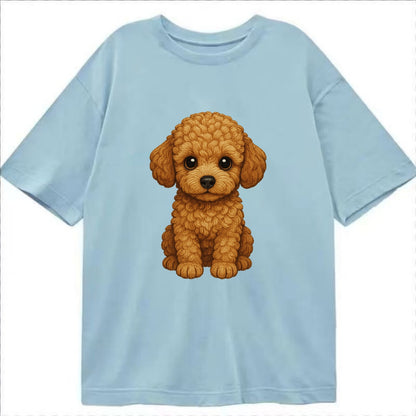 Baby Poodle Puppy - curly fluffy coat, intelligent eyes, elegant snout, - Classic T-shirt - Light Blue
