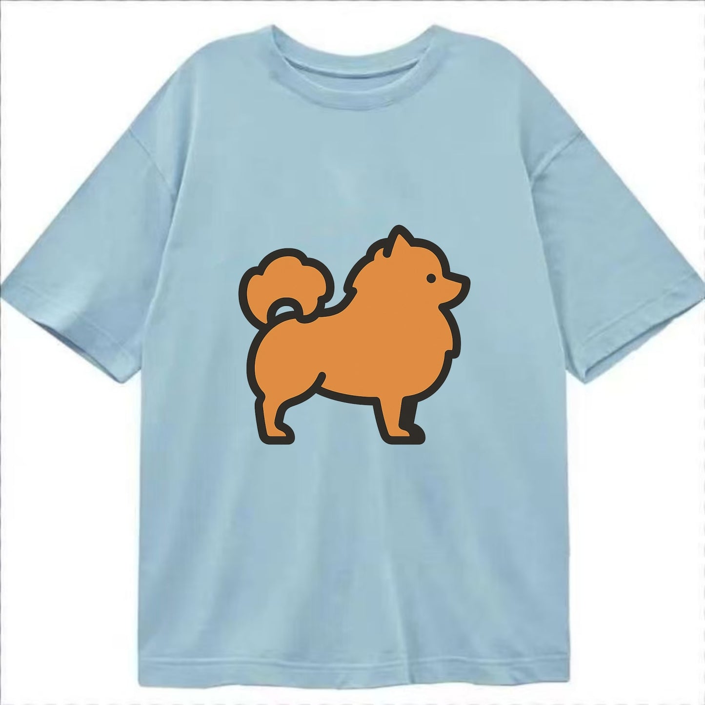 Pomeranian - Orange fluffy flat side profile - Classic T-shirt - Light Blue