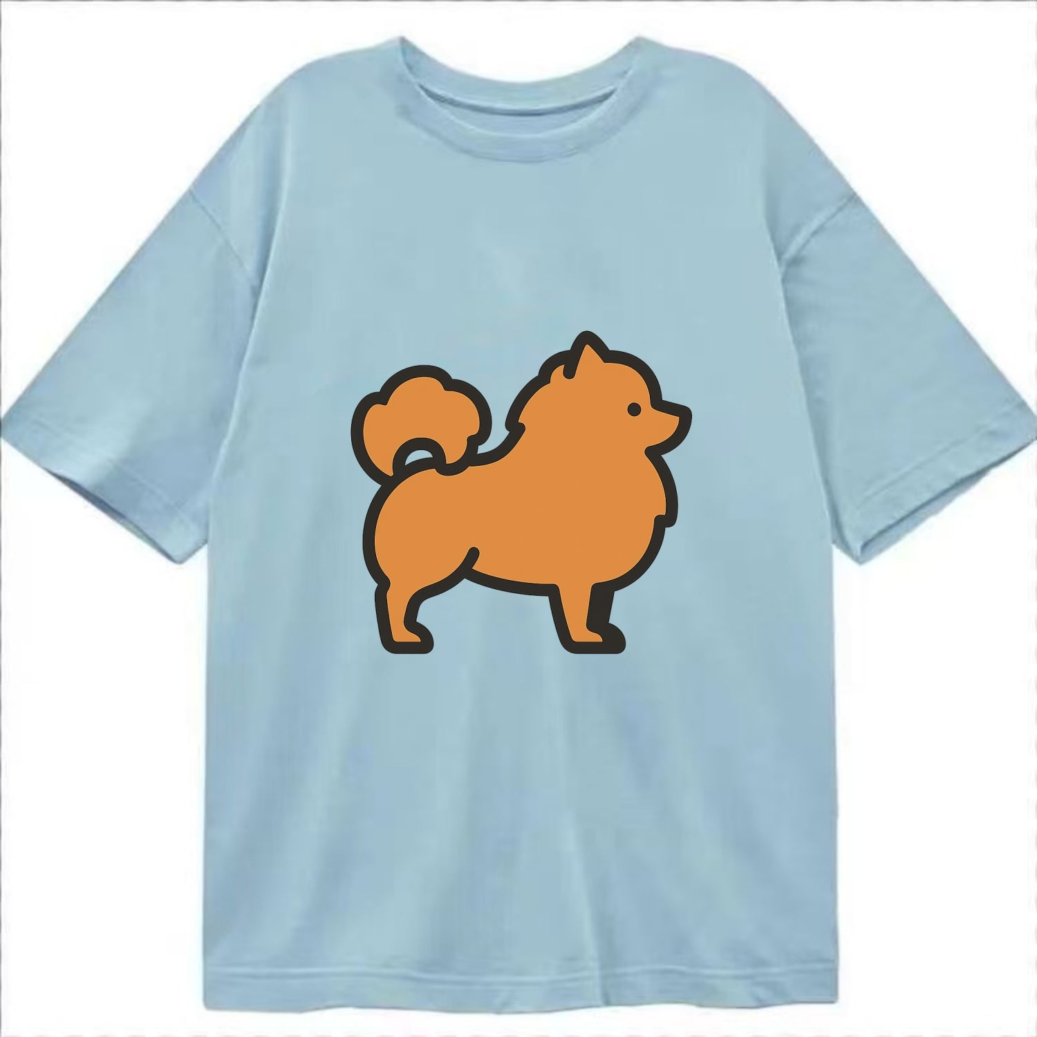 Pomeranian - Orange fluffy flat side profile - Classic T-shirt - Light Blue