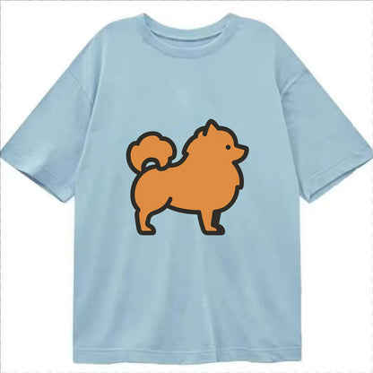 Pomeranian - Orange fluffy flat side profile - Classic T-shirt - Light Blue