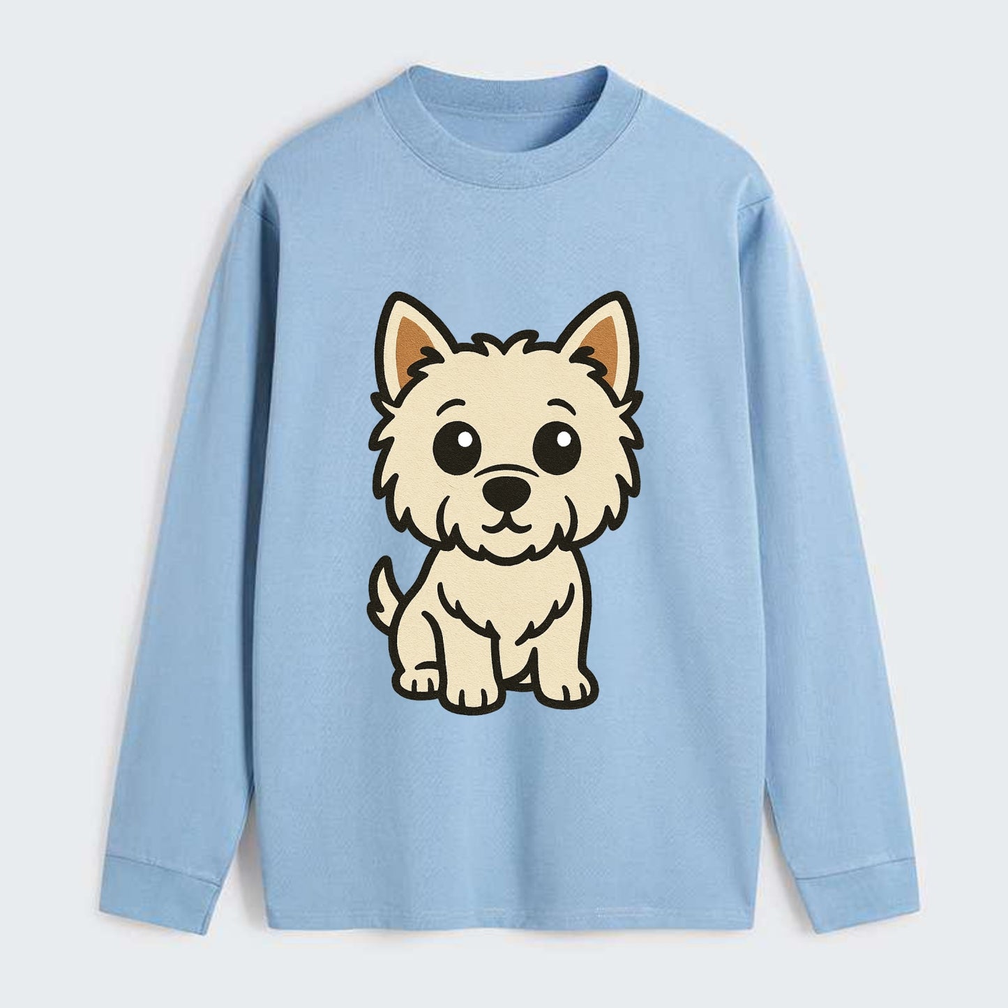 West Highland White Terrier - Alert standing pose - Classic Long Sleeve Shirt - Light Blue