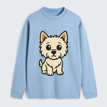 West Highland White Terrier - Alert standing pose - Classic Long Sleeve Shirt - Light Blue