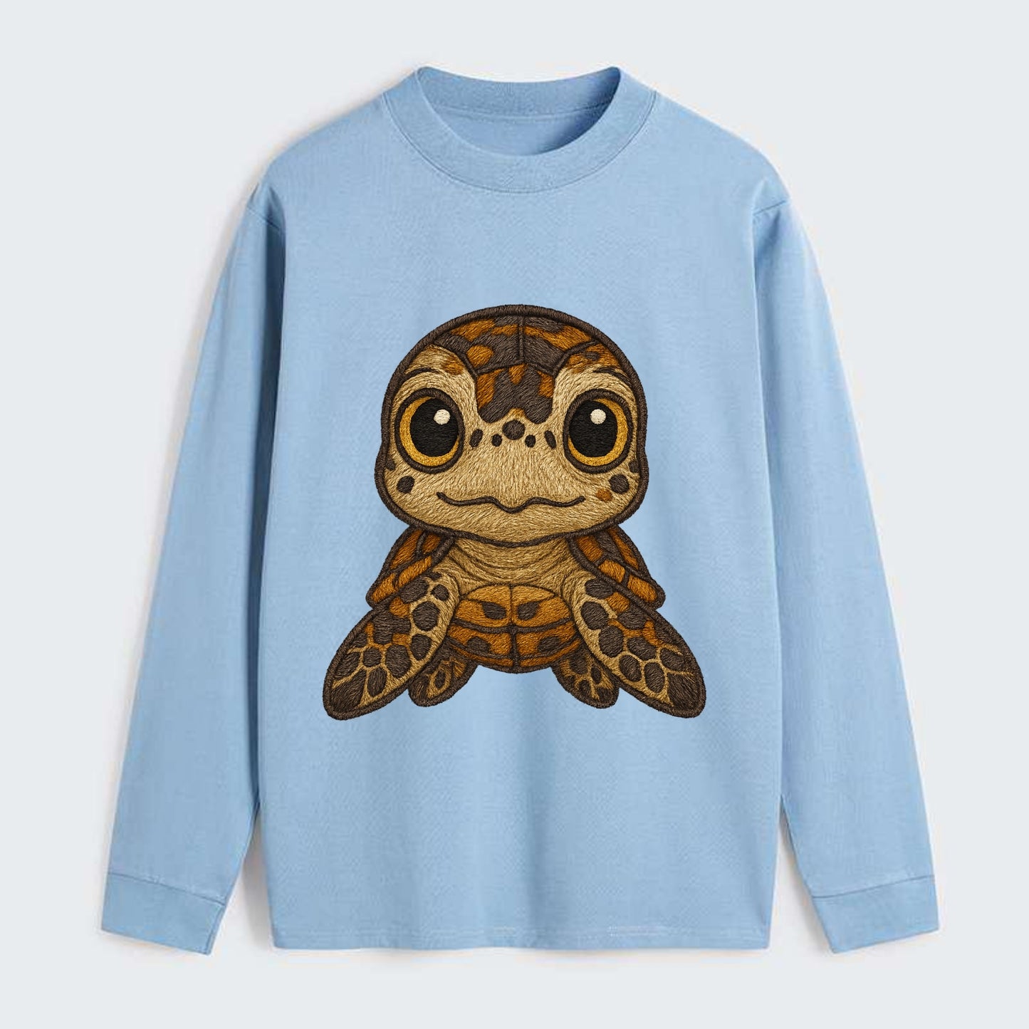 Baby Hawksbill Turtle - amber and brown shell pattern, curious golden - Classic Long Sleeve Shirt - Light Blue