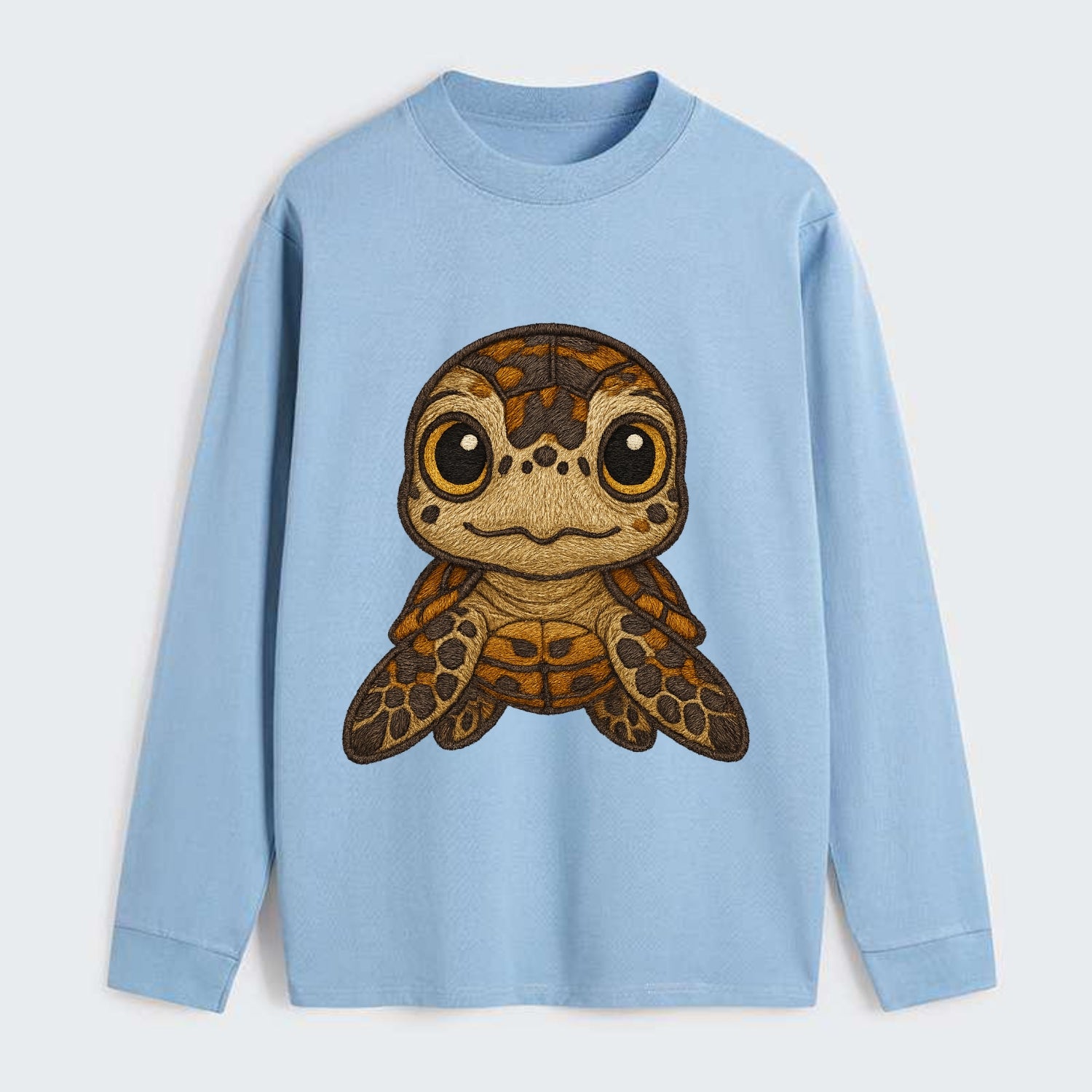 Baby Hawksbill Turtle - amber and brown shell pattern, curious golden - Classic Long Sleeve Shirt - Light Blue
