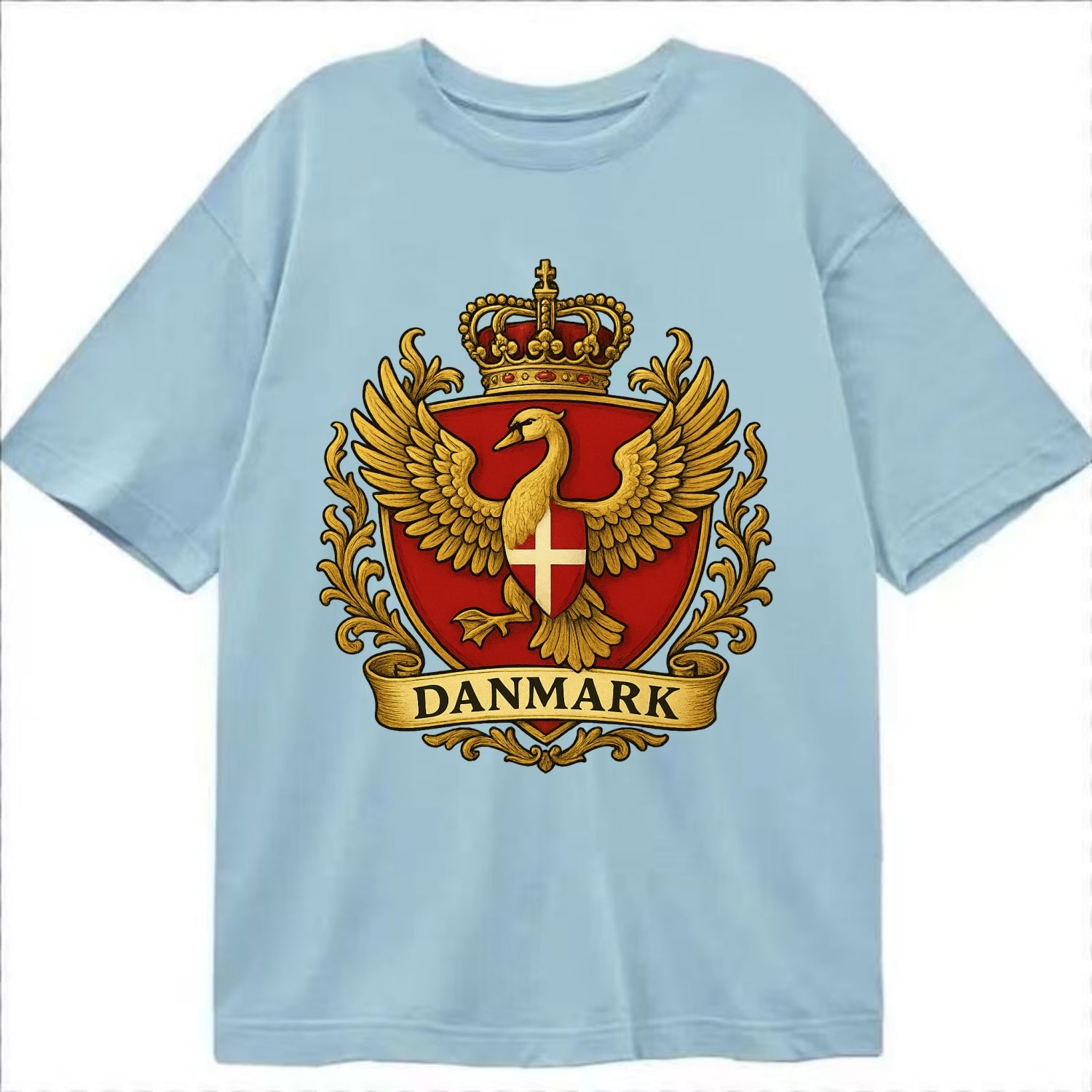 Denmark Heritage Badge  - Classic T-shirt - Light Blue