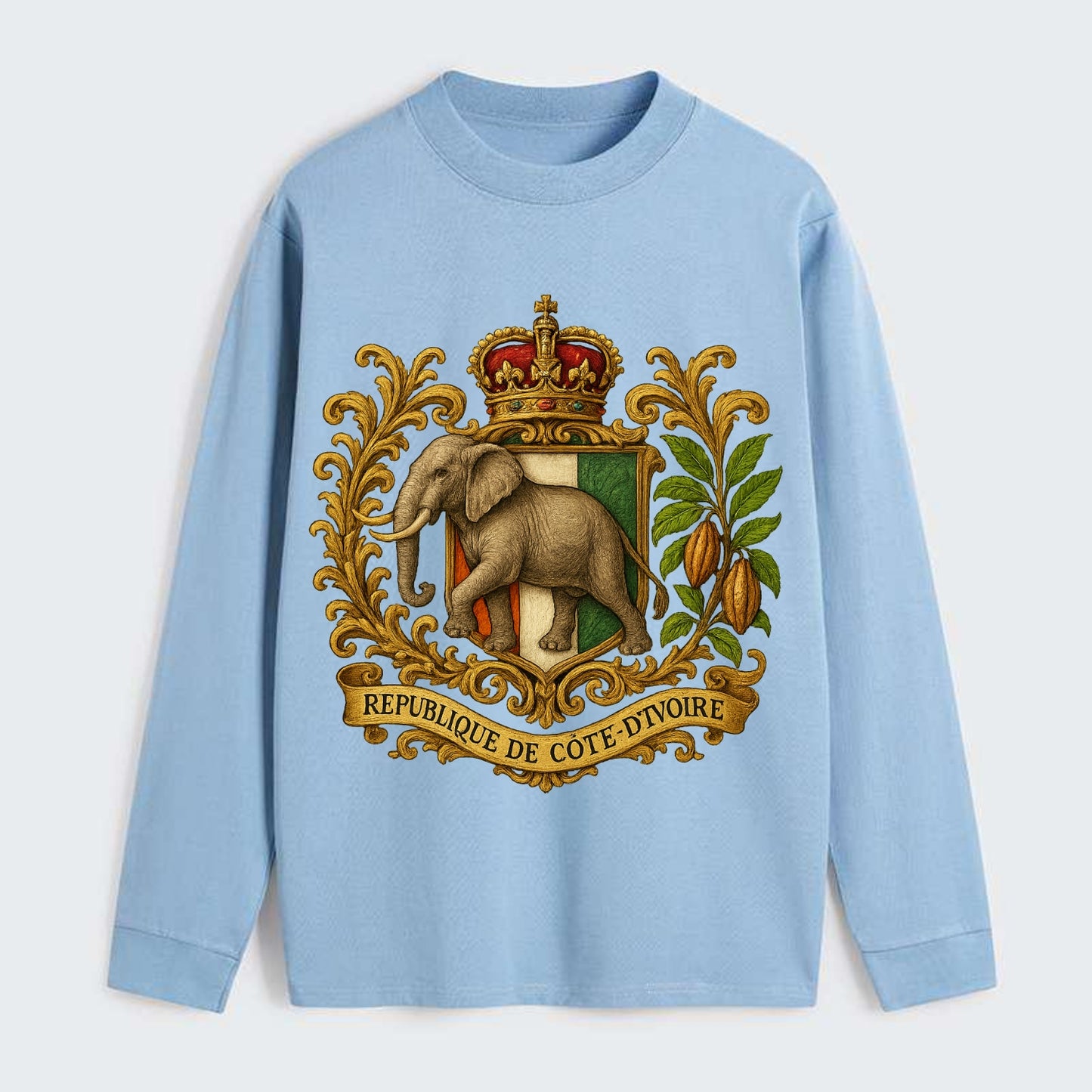 Ivory Coast Heritage Badge - Classic Long Sleeve Shirt - Light Blue